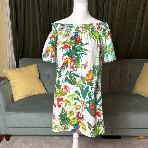 J.Crew off the shoulder tropical print dress - Ratti Into the Wild size 2 - Picture 2 of 5